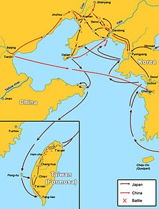 Chiến tranh Trung-Nhật thứ nhất, các trận và các lần di chuyển quân chính